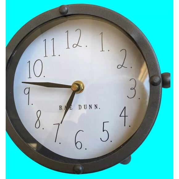 Rae Dunn Clock By Design Styles, Standing, Table, Desk, Gray Metal, Round 6” - Picture 9 of 9